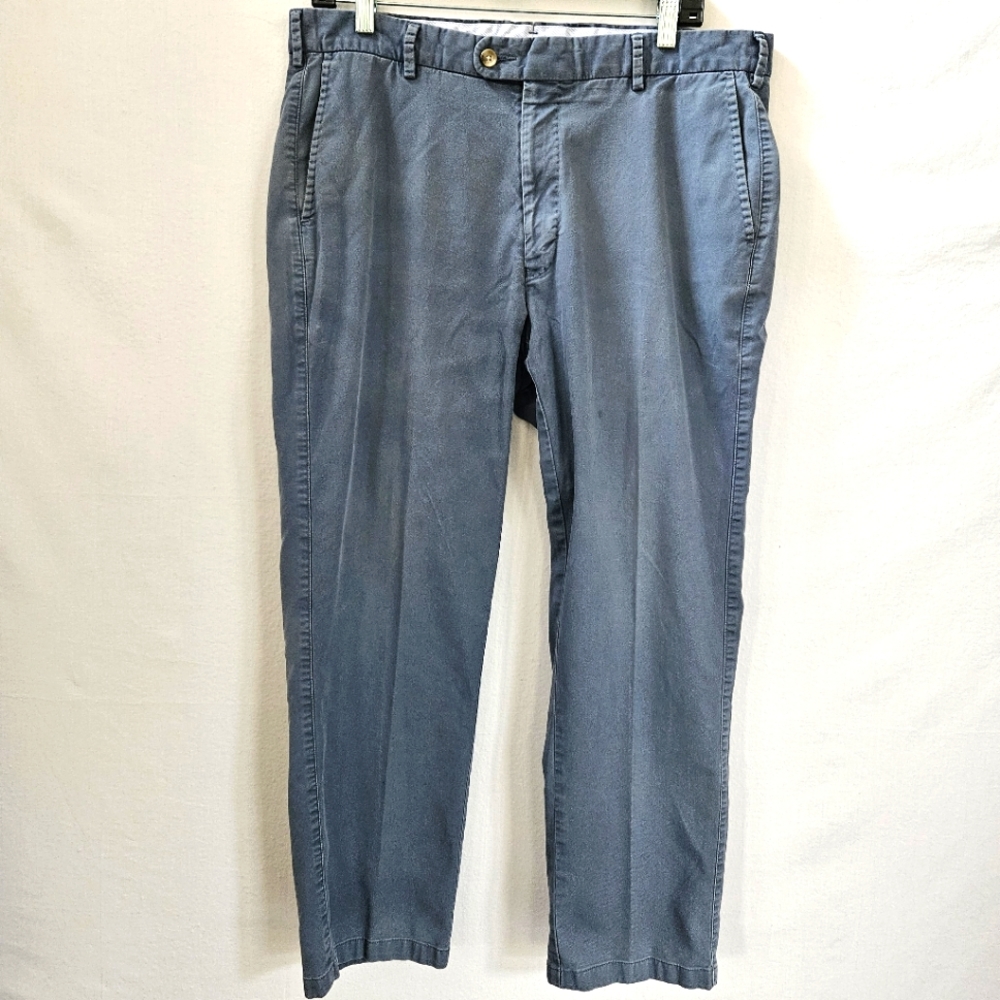 Peter Millar sz 36 Mens Soft Touch Twill Flat Front Pants Dusty Blue Work Casual